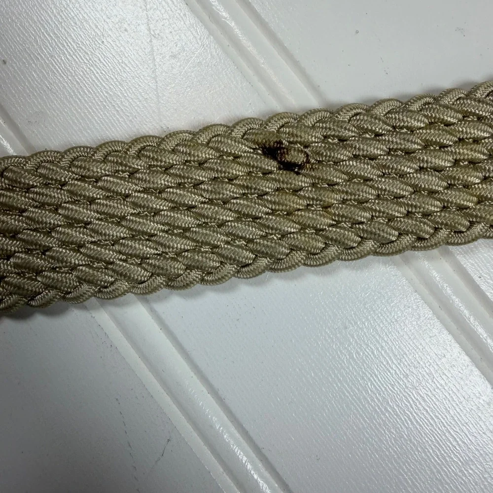 Brighton Vintage Mens 42 Braided Cord Leather Belt Tan Brown Brass 3502 USA